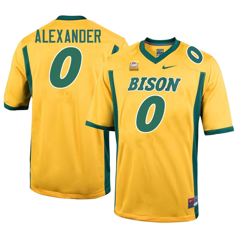 North Dakota State Bison #0 Jaquise Alexander College Football Jerseys Stitched-Yellow